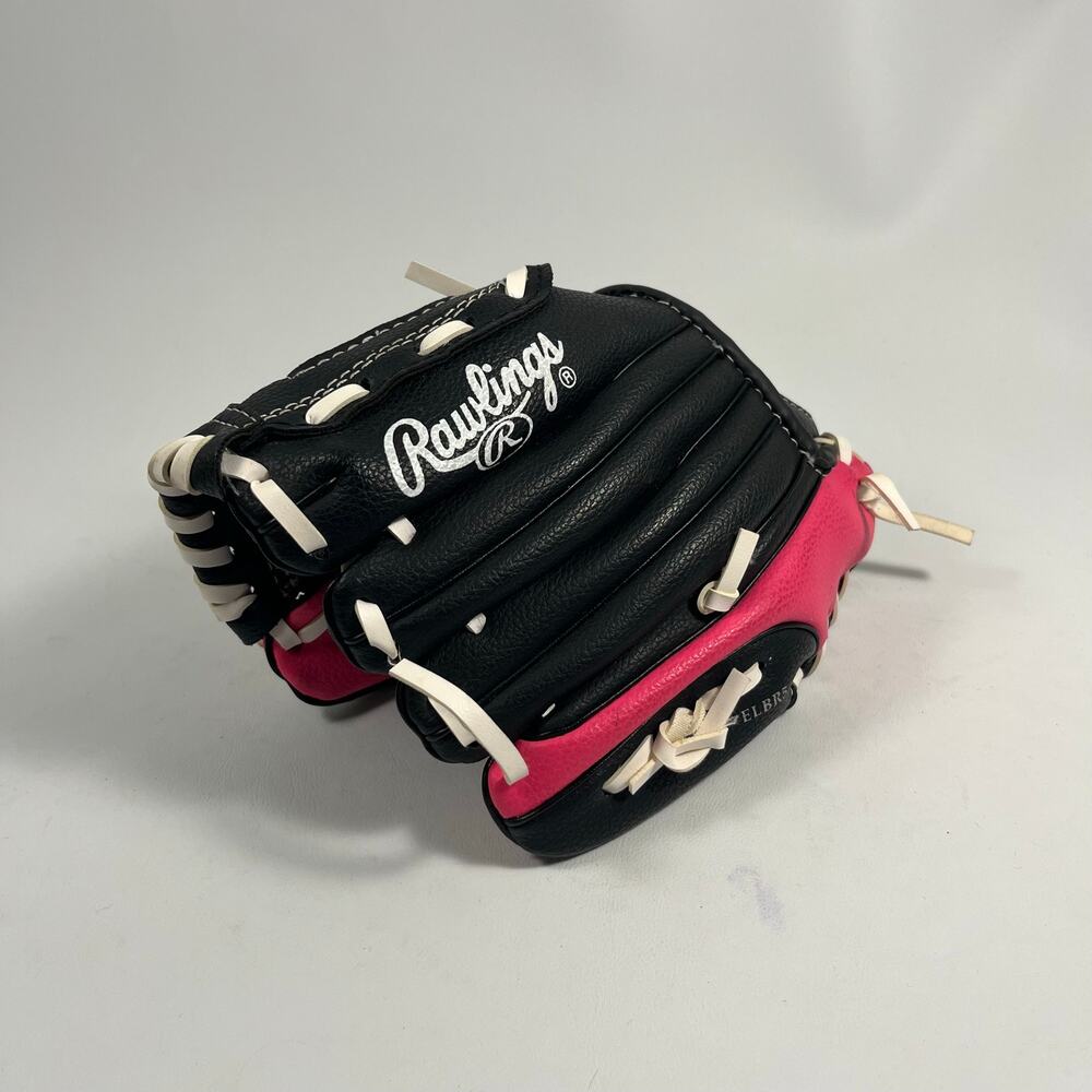 Rawlings Players 9 Inch T-Ball Glove PL91PB Black Pink Youth Sports Baseball